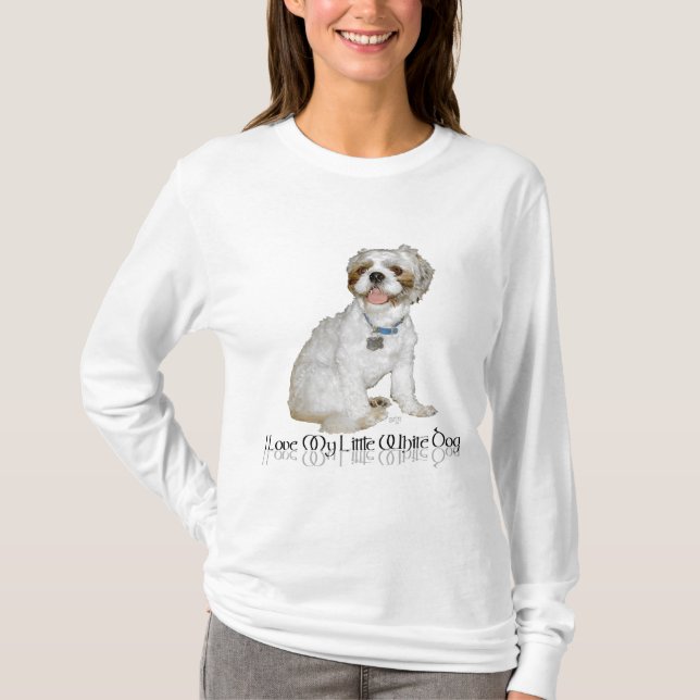 T-shirt J'Aime Mon Petit Chien Blanc - Chih Tzu (Devant)