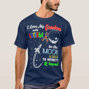 T-shirt J'Aime Mon Petit-Fils Avec Autisme Sur La Lune Et