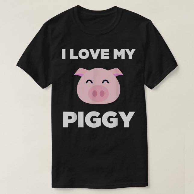 T-shirt J'Aime Mon Piggy Funny Pet Pig Lover Mignonne  (Design devant)