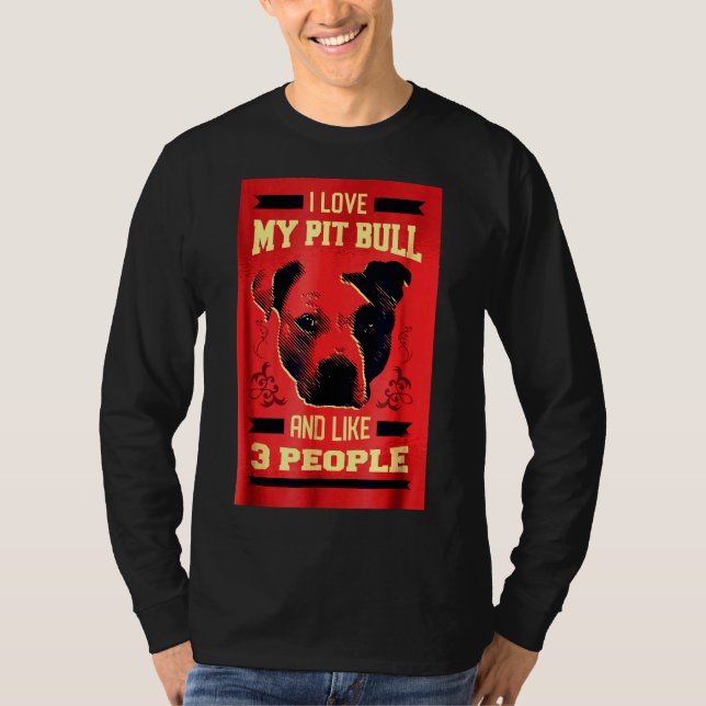 T-shirt J'Aime Mon Pitbull Funny Pit Bull Dog (Devant)