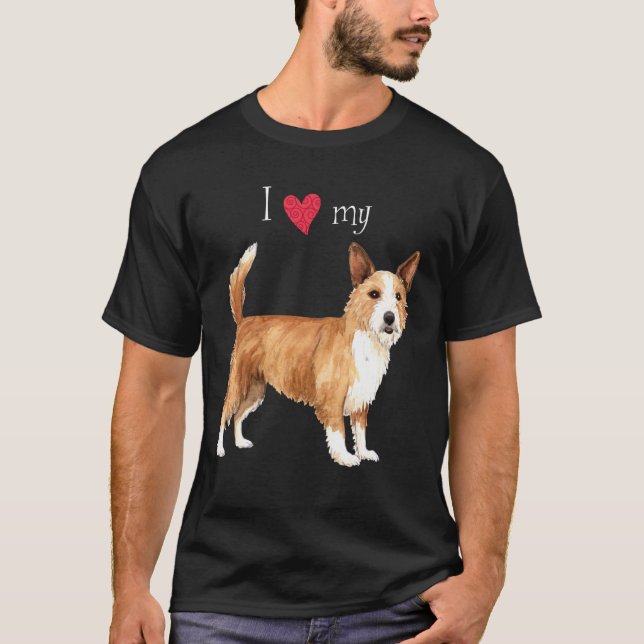 T-shirt J'aime mon Podengo portugais Pequeno (Devant)