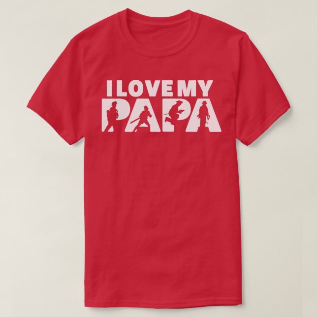 T-shirt J'Aime Mon Pompier Pappa Papa Pères Pompier Feu Da (Design devant)