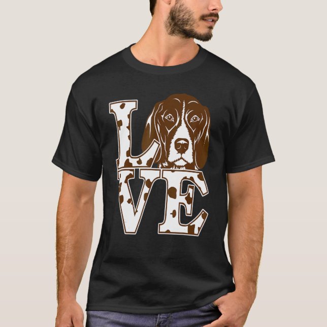 T-shirt J'Aime Mon Propriétaire Allemand De Pointer Chien  (Devant)