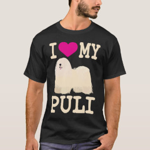 T-shirt J'Aime Mon Puli Cute Hongrois Puli Dreadlock Chien