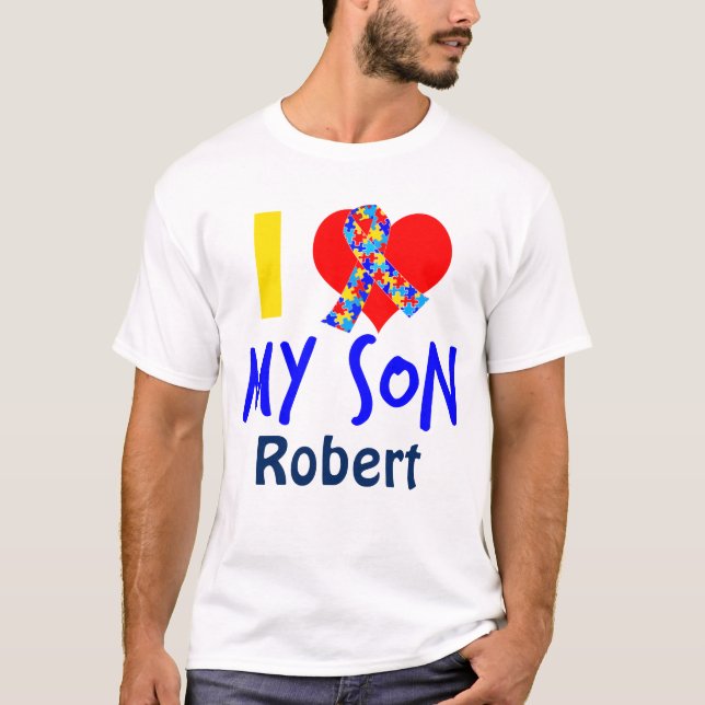 T-shirt J'aime mon ruban de sensibilisation sur l'autisme (Devant)