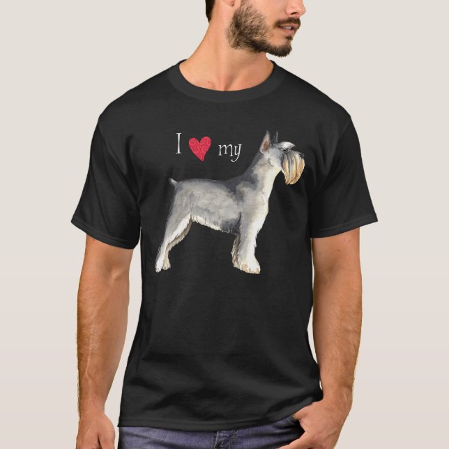 T-shirt J'aime mon Schnauzer miniature (Devant)
