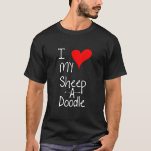 T-shirt J'aime mon Sheepadoodle mignon chien propriétaire 