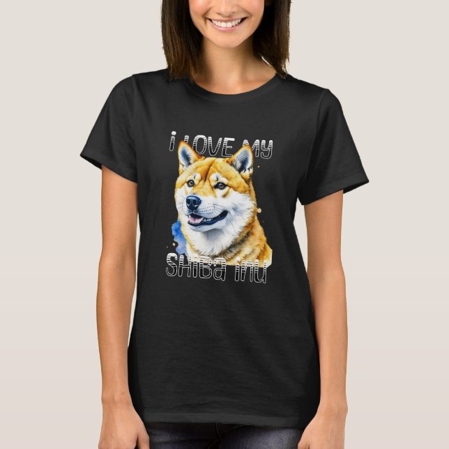 T-shirt J'Aime Mon Shiba Inu | Propriétaire de chien (Devant)
