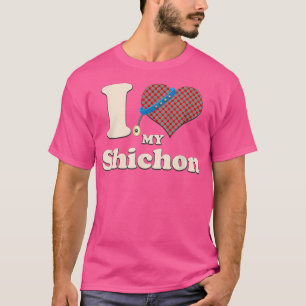T-shirt J'aime mon Shichon Chien Propriétaire Coeur