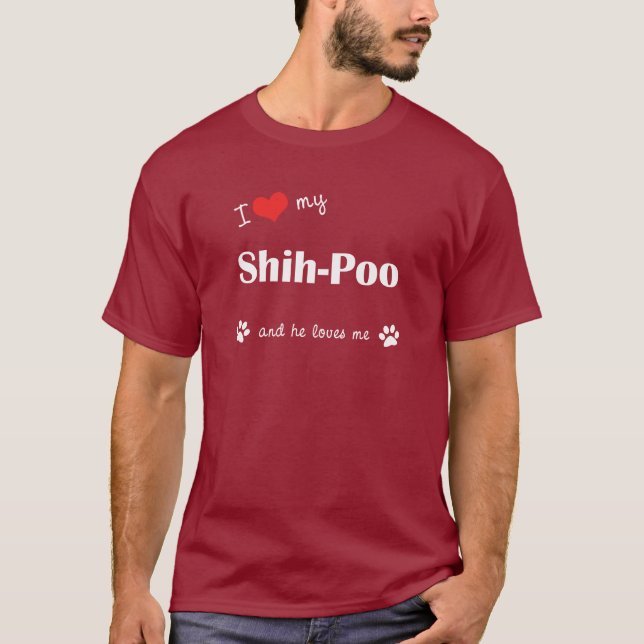 T-shirt J'aime mon Shih-Poo (le chien masculin) (Devant)
