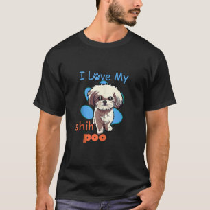 T-shirt J'aime mon Shih Poo Meilleur Amant de Chien Emprei