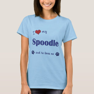 T-shirt J'aime mon Spoodle (le chien masculin)
