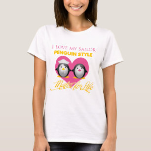 T-shirt J'aime mon style de pingouin de marin