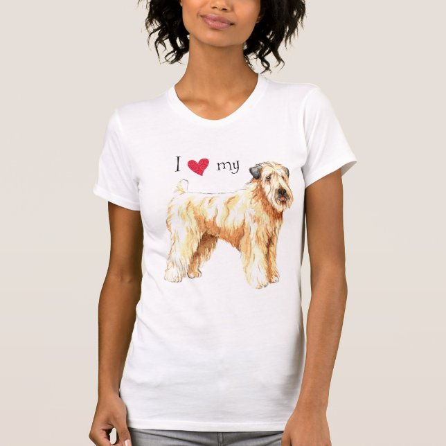 T-shirt J'aime mon Terrier blond comme les blés enduit (Devant)