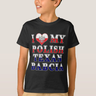T-shirt J'Aime Mon Texan Polonais Babcia