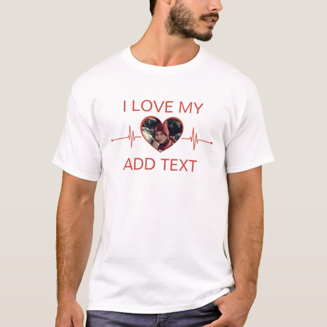 T-shirt J'Aime Mon Texte Personnalisé Et Ma Photo Un batte (Devant)