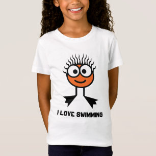 T-Shirt J'aime nager - caractère orange de bain
