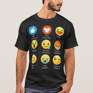 T-shirt J'aime nager la pièce en t drôle d'émoticône
