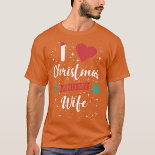 T-shirt J'Aime Noël Et Ma Femme I Snowflakes Xmas Tre
