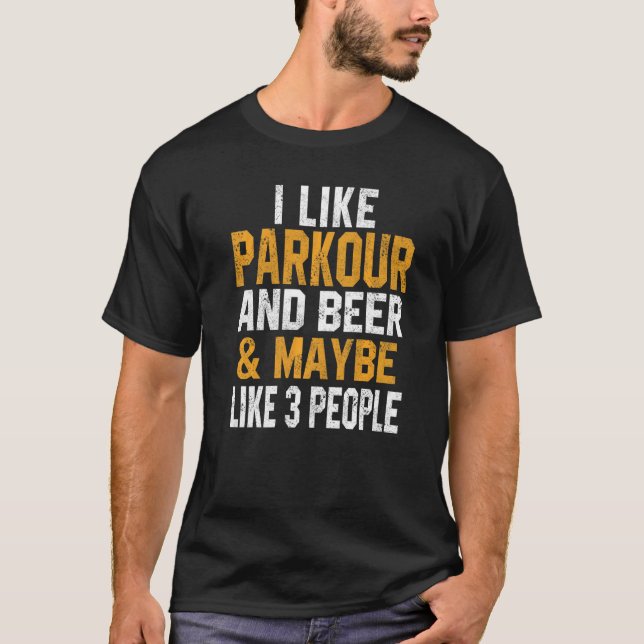 T-shirt J'Aime Parkour Et Beer Stunts Aventurier Freerun (Devant)