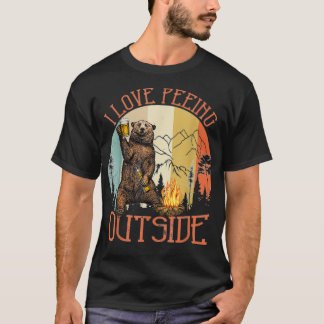 T-shirt J'Aime Pisser Dehors Ours Amusant Boire Bière Camp