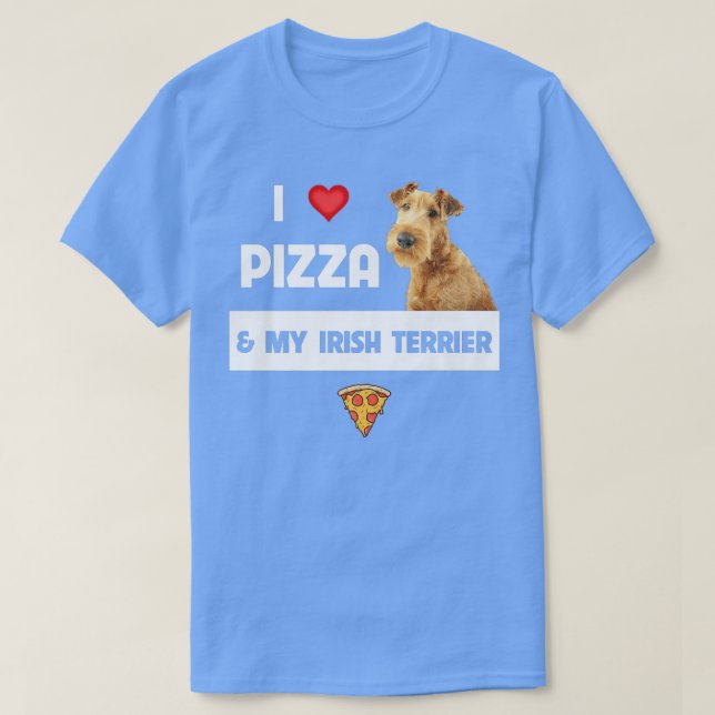 T-shirt J'Aime Pizza Et Mon Irlandais Terrier Chien Pepper (Design devant)