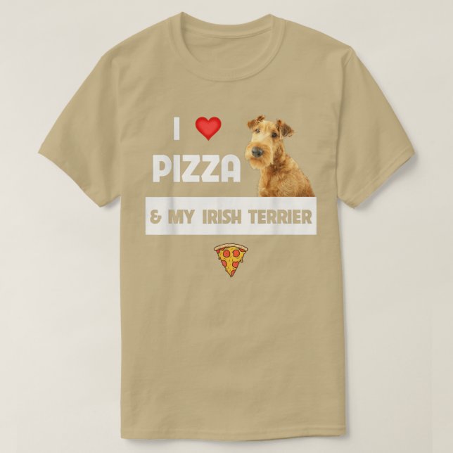 T-shirt J'Aime Pizza Et Mon Irlandais Terrier Chien Pepper (Design devant)