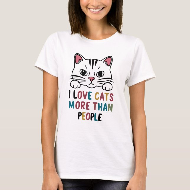 T-shirt J'aime plus les chats que les gens qui dessinent l (Devant)