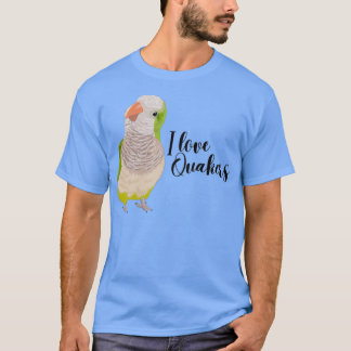 T-shirt J'aime Quaker Parrots Green Parrot texte noir