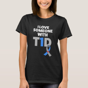 T-shirt J'aime quelqu'un avec la chemise du diabète T1D de