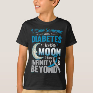 T-shirt J'Aime Quelqu'Un Avec Le Diabète Sur La Lune Et De