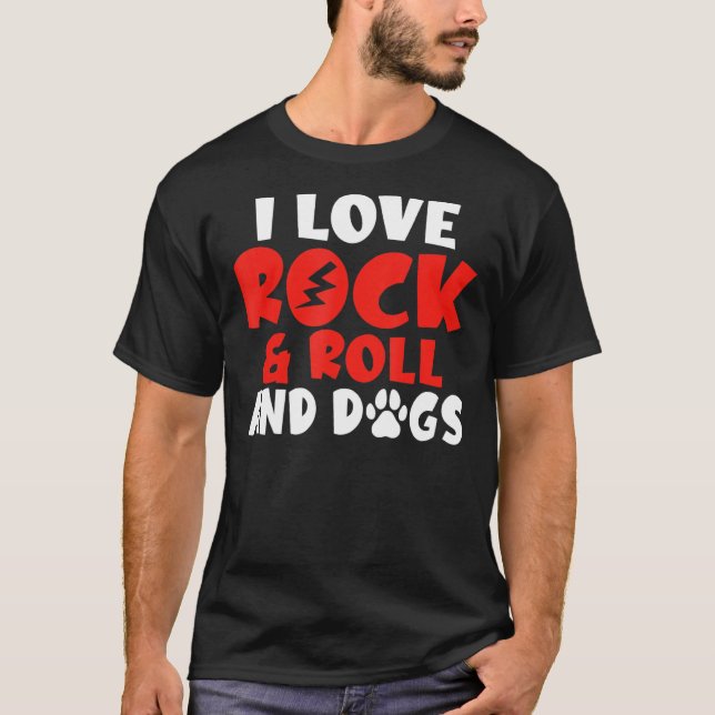 T-shirt J'aime Rock and Roll and Dogs Rocker (Devant)