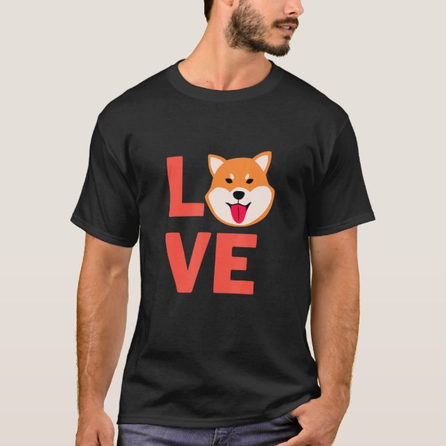 T-shirt J'Aime Shiba Inu Chien Chien Chiot Propriétaire Et (Devant)