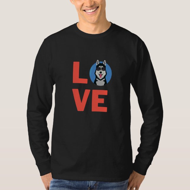 T-shirt J'Aime Sibérien Husky Chien Chiot Propriétaire Et  (Devant)