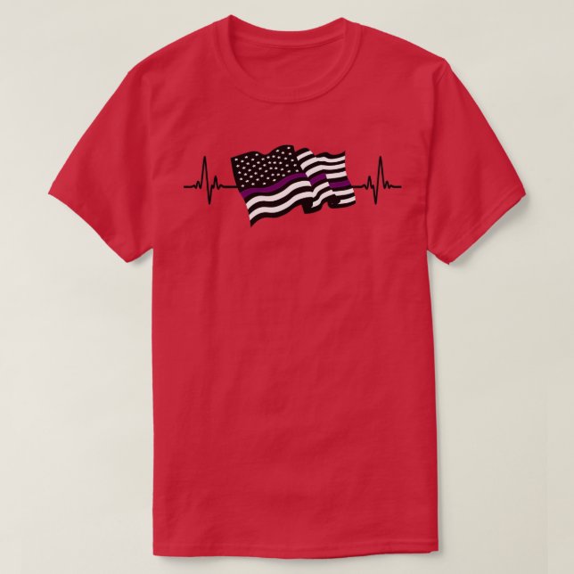 T-shirt J'aime Thin Purple line Agents de sécurité AM (Design devant)