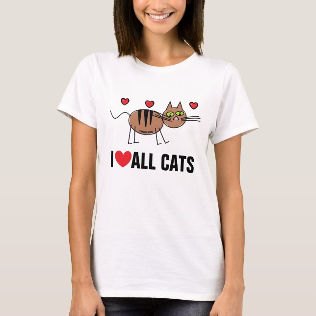 T-shirt J'Aime Tous Les Chats T Chemise (Devant)
