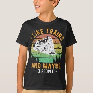 T-shirt J'aime Trains Railroad Collector Model Train Don