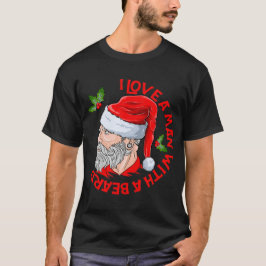 T-shirt J'Aime Un Homme Avec Une Barbe Hipster Père Noël