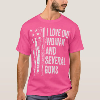 T-shirt J'Aime Une Femme Et Plusieurs Armes À Feu - Mari D