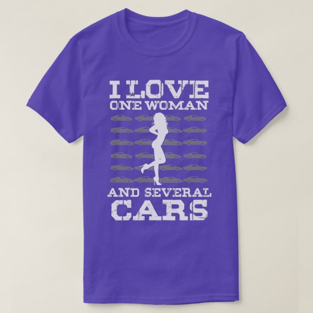 T-shirt J'aime une femme et plusieurs voitures Classic TSh (Design devant)