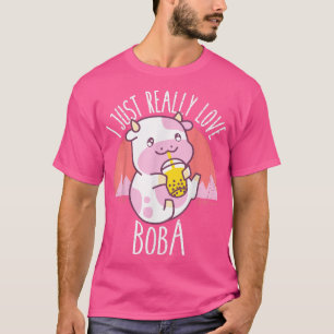T-shirt J'Aime Vraiment Boba Japonais Kawaii Anime Cow