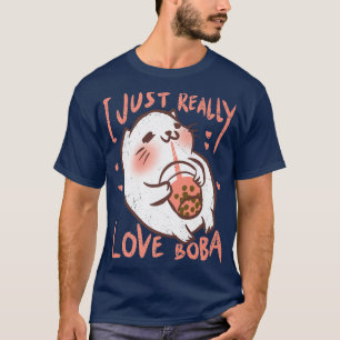 T-shirt J'Aime Vraiment Boba Kawaii Chat Bubble Tea Femmes