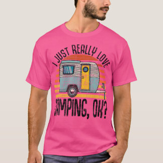 T-shirt J'Aime Vraiment Camping Ok Rv Trailer J'Aime
