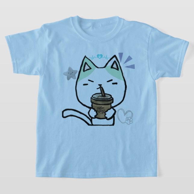 T-shirt J'Aime Vraiment Le Café Ok Cute Cat (Poser)