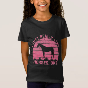 T-Shirt J'aime vraiment les chevaux en rose Rose
