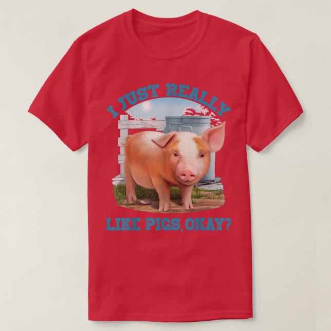 T-shirt J'Aime Vraiment Les Cochons, Ok, Joli Jeune Cochon (Design devant)