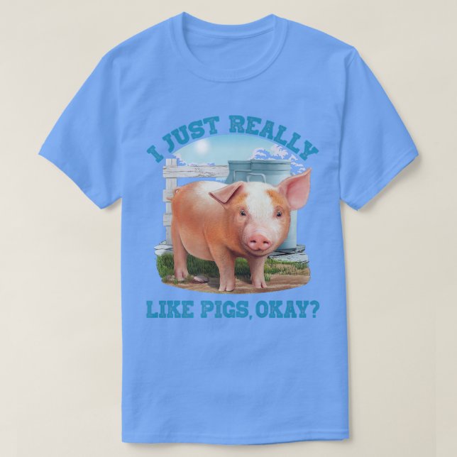 T-shirt J'Aime Vraiment Les Cochons, Ok, Joli Jeune Cochon (Design devant)