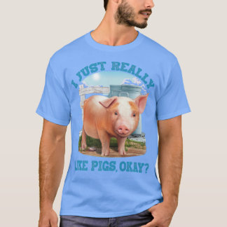 T-shirt J'Aime Vraiment Les Cochons, Ok, Joli Jeune Cochon