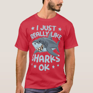T-shirt J'Aime Vraiment Les Requins Ok Shark Lover Marine 