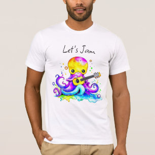T-shirt Jam   Octopus Jouer Guitare Acoustique